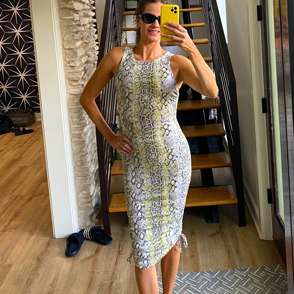 SYellow and grey python S bodycon body con dress